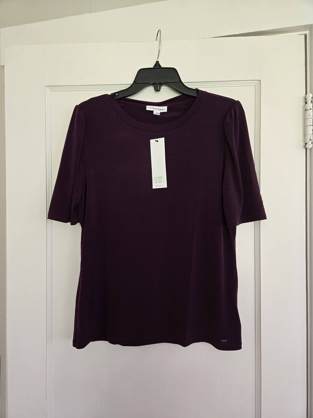 Calvin Klein Short Sleeve Crew Neck Top - Deep Plum